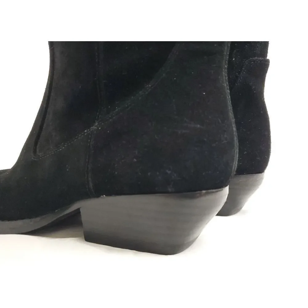 Marc Fisher‎ black Suede Over Knee Boots w low heels sz 6.5M